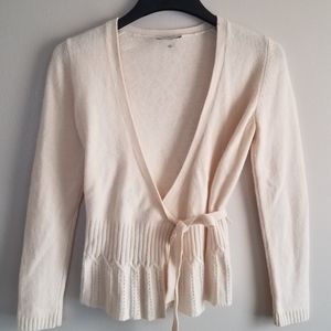 Cream LOFT Wrap Cardigan